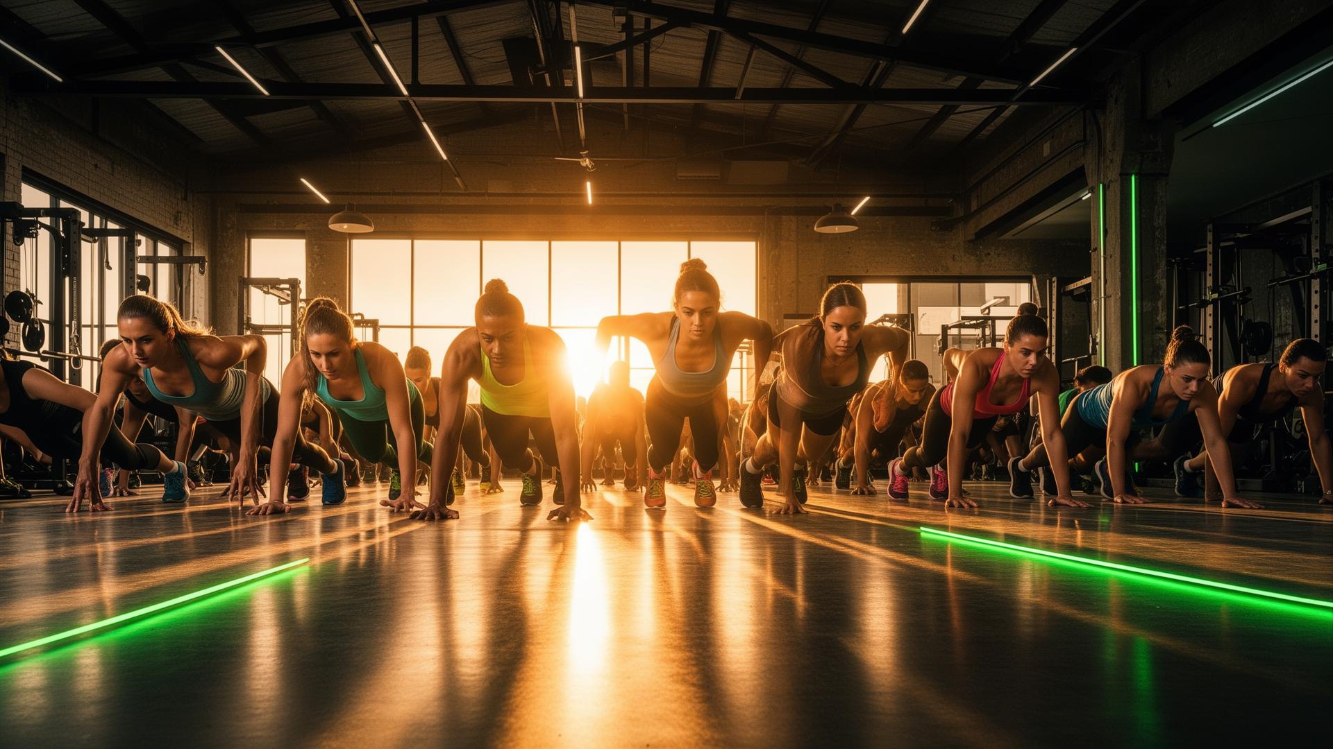 Sunrise HIIT class in a modern Australian gym